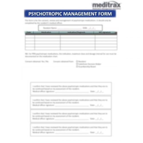 Form Psychotropic Management (pad of 25 sheets) Meditrax